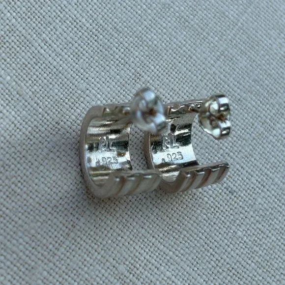 Ralph Lauren Sterling Silver Half Hoop Earrings - Picture 3 of 6